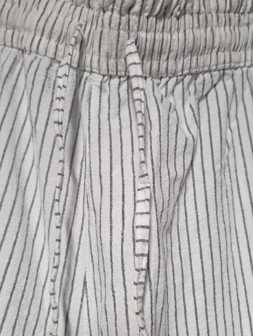 Lightweight Striped Drawstring Pants - White with Black Stripes - Picture 2 of 5